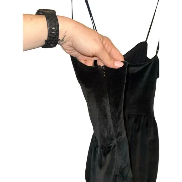 Abercrombie & Fitch Dark Grey Velvet Dress with Bubble Hem - women's large (p) - Picture 5 of 10